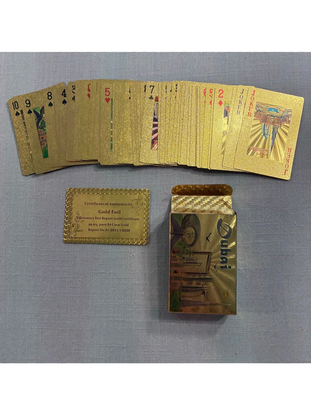 Dubai 24K Gold Foil Playing Cards Souvenir Deck w Certificate & Case